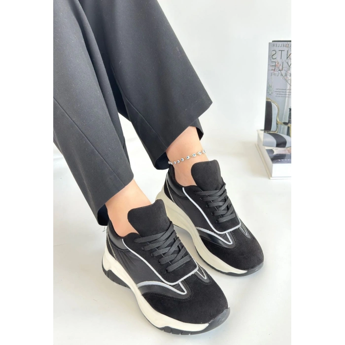 Mark Siyah Cilt Bağcıklı Spor Ayakkabı