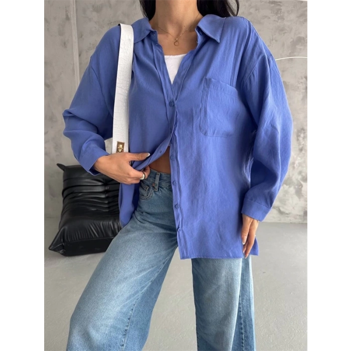 Modal Oversize Cepli Gömlek