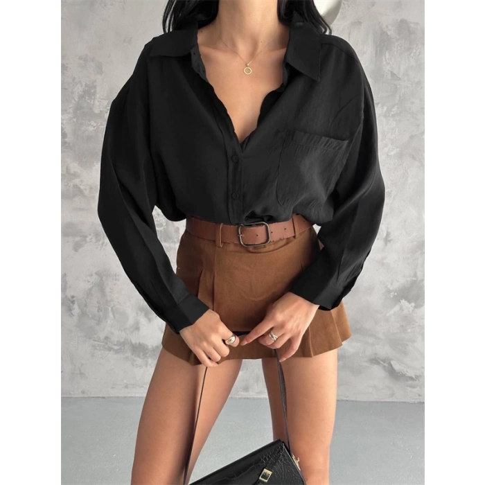 Modal Oversize Cepli Gömlek