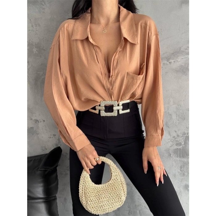 Modal Oversize Cepli Gömlek