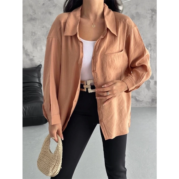 Modal Oversize Cepli Gömlek