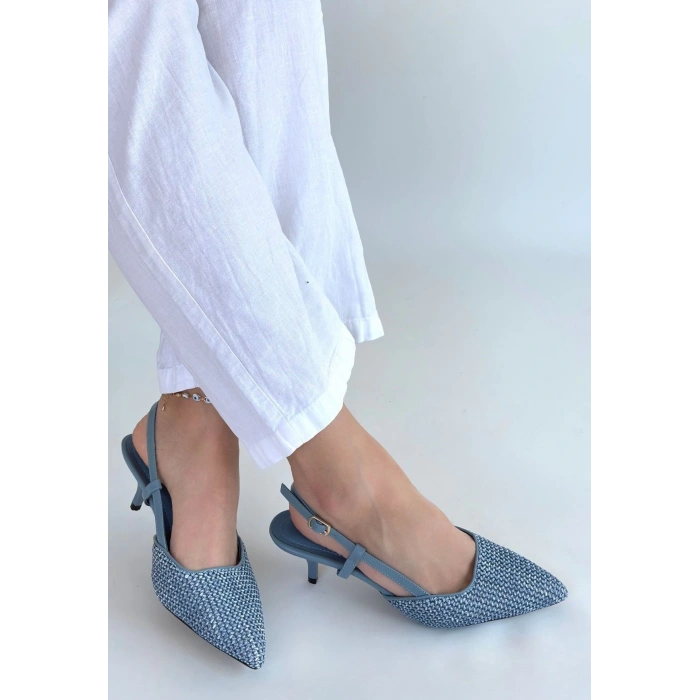 Natti Mavi Cilt Topuklu Ayakkabı