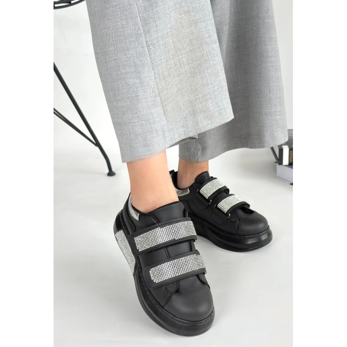 Nino Siyah Cilt Cırt Cırtlı Spor Ayakkabı