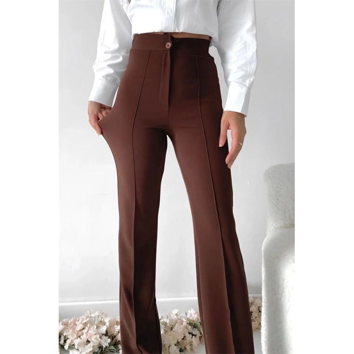 Önü cumalı ithal krep pantolon