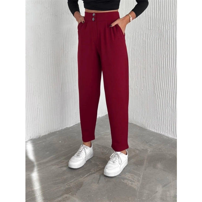Örme Krep Pantolon Çift Düğmeli