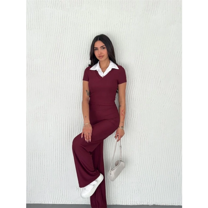 Ottoman kumaş beyaz gömlek yaka takım s4142