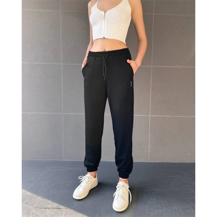 Paça Lastikli Rahat Kumaş Eşofman Siyah