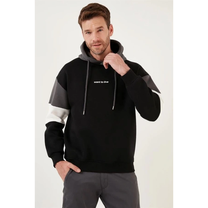 Parçalı Kapşonlu Sweatshirt