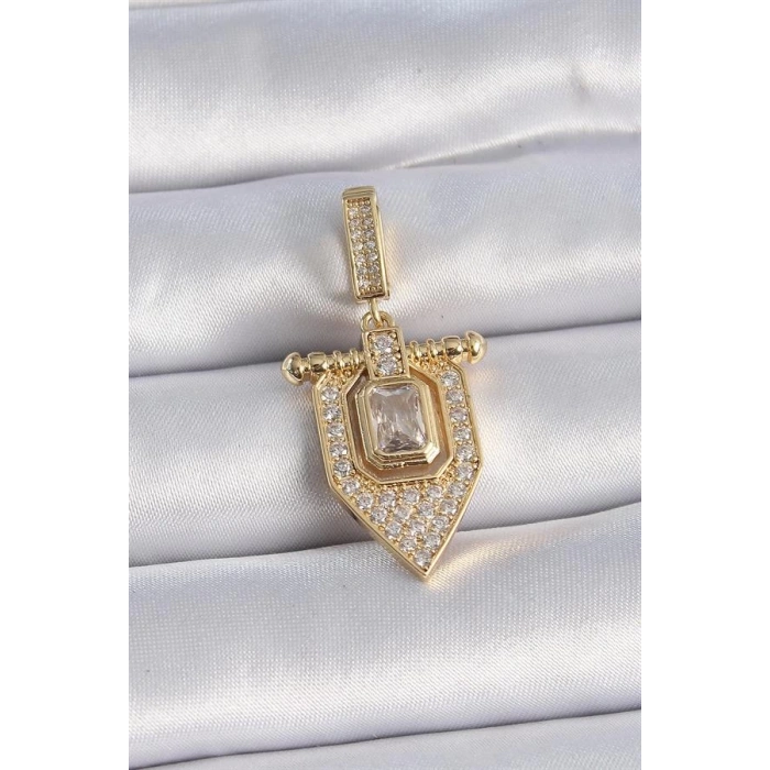 Pirinç Gold Renk Baget Zirkon Taşlı Ajda Charm