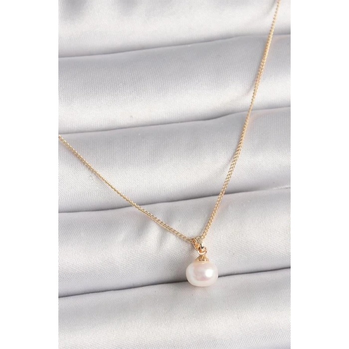 Pirinç Gold Renk İnci Model Kadın Kolye