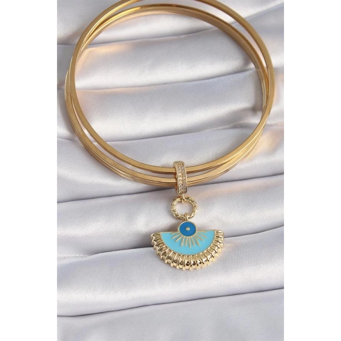 Pirinç Gold Renk Nazar Boncuklu Ajda Charm