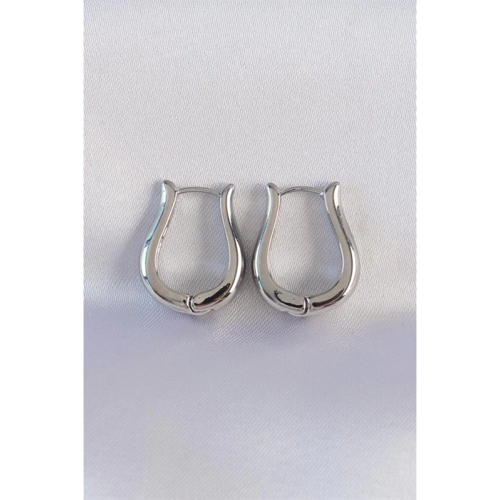 Pirinç Gümüş Renk İçi Boş Gül Küpe