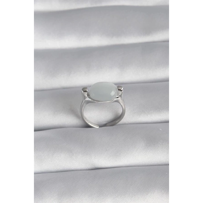 Pirinç Gümüş Renk Sedefli Kadın Yüzük