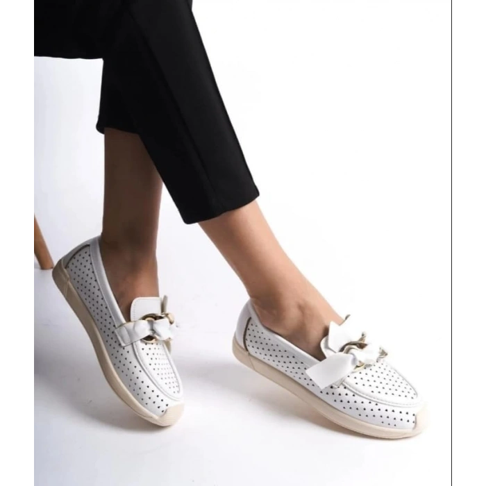 Riwan Beyaz Cilt Babet Ayakkabı