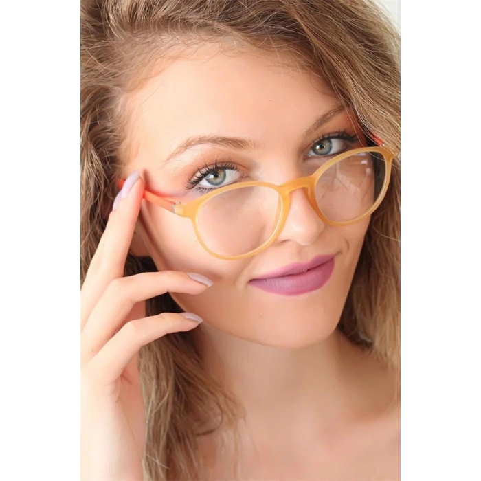 Sarı Renk Oval Turuncu Renk Bayan Gözlük