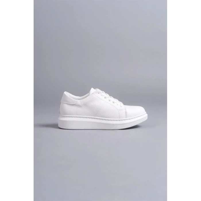 SLW151 Boost Bağcıklı Cilt Erkek Günlük Sneaker Ayakkabı BT - Beyaz