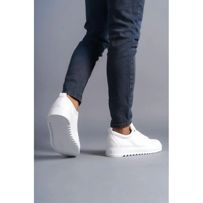 SLW152 Cool Bağcıklı Cilt Erkek Günlük Spor Klasik Ayakkabı BT - Beyaz