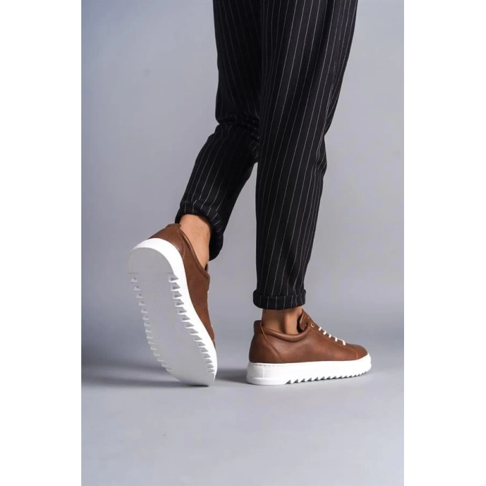 SLW152 Cool Bağcıklı Cilt Erkek Günlük Spor Klasik Ayakkabı BT -  Taba