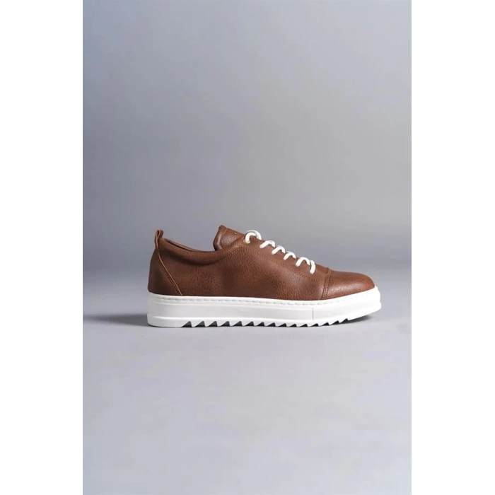 SLW152 Cool Bağcıklı Cilt Erkek Günlük Spor Klasik Ayakkabı BT -  Taba