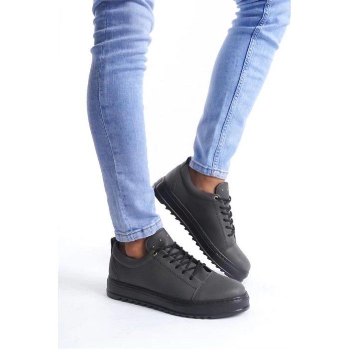 SLW152 Cool Bağcıklı Cilt Erkek Günlük Spor Klasik Ayakkabı ST - Füme