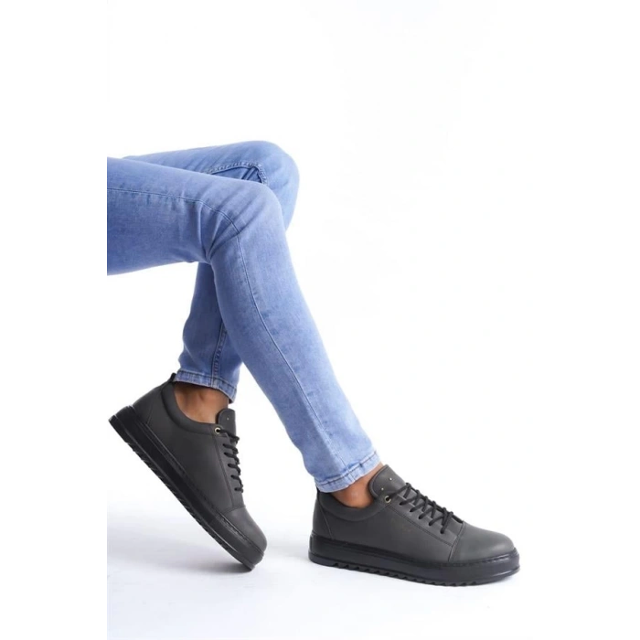 SLW152 Cool Bağcıklı Cilt Erkek Günlük Spor Klasik Ayakkabı ST - Füme