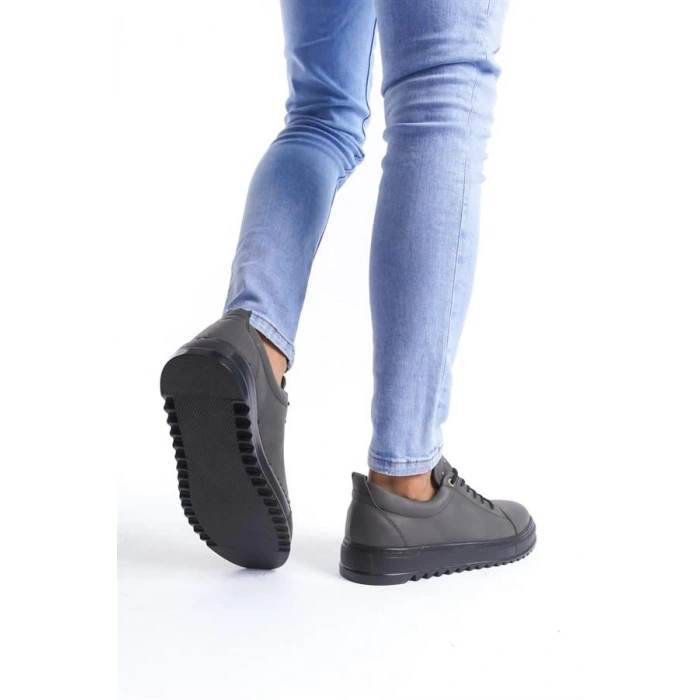 SLW152 Cool Bağcıklı Cilt Erkek Günlük Spor Klasik Ayakkabı ST - Füme