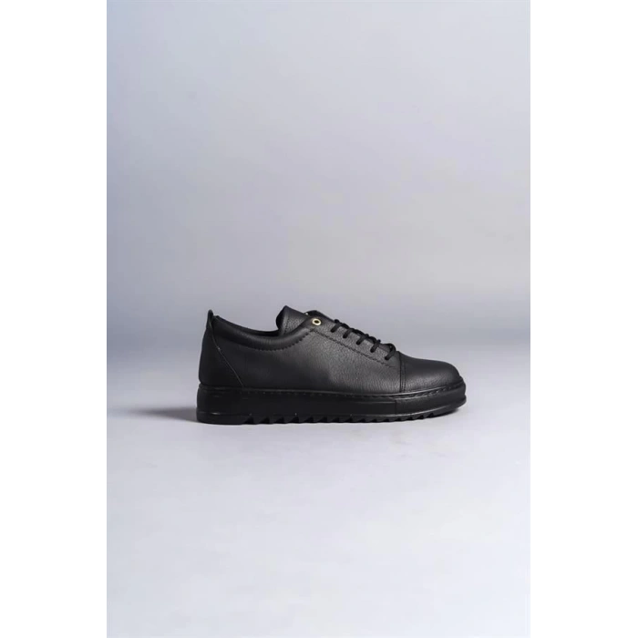 SLW152 Cool Bağcıklı Cilt Erkek Günlük Spor Klasik Ayakkabı ST - Siyah