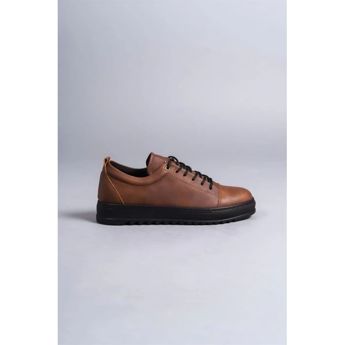 SLW152 Cool Bağcıklı Cilt Erkek Günlük Spor Klasik Ayakkabı ST - Taba