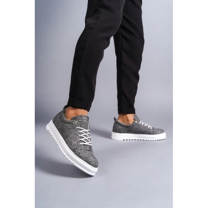 SLW152 Cool Bağcıklı Keten Erkek Günlük Spor Klasik Ayakkabı BT - Gri