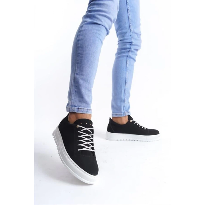 SLW152 Cool Bağcıklı Süet Erkek Günlük Spor Klasik Ayakkabı BT - Siyah