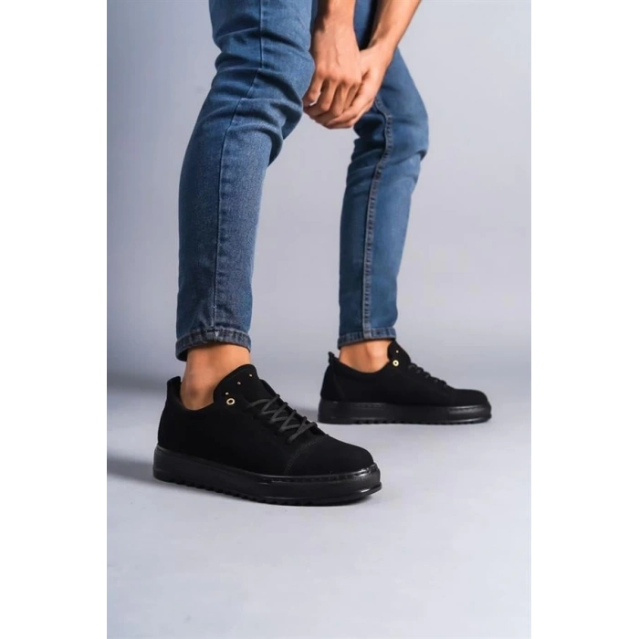 SLW152 Cool Bağcıklı Süet Erkek Günlük Spor Klasik Ayakkabı ST - Siyah