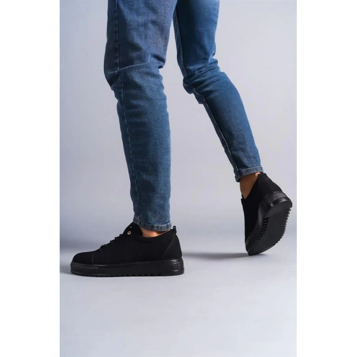 SLW152 Cool Bağcıklı Süet Erkek Günlük Spor Klasik Ayakkabı ST - Siyah