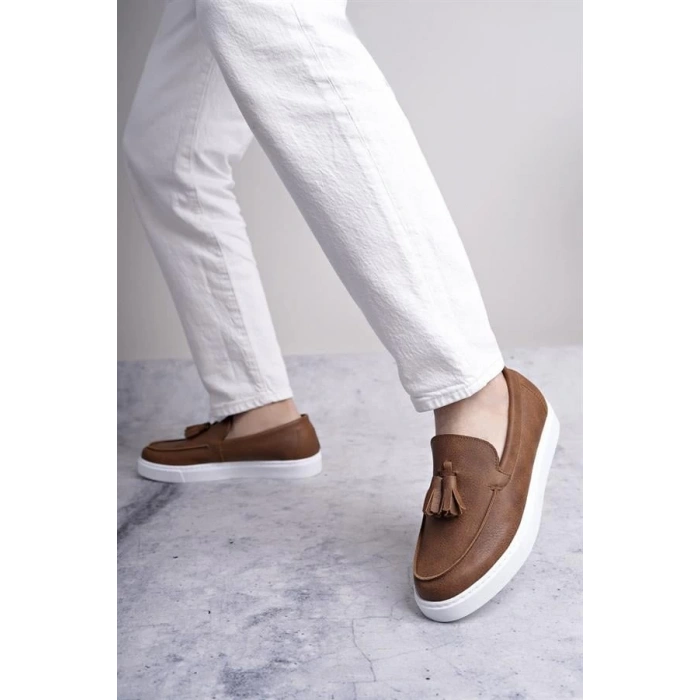 SLW153 Bloom Bağcıksız Püsküllü Cilt Erkek Günlük Spor Klasik Ayakkabı CBT - Taba