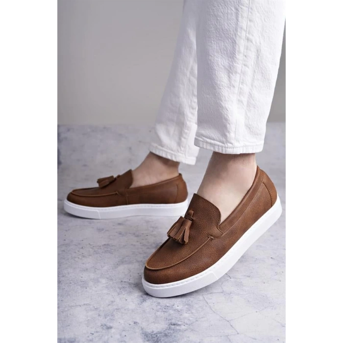 SLW153 Bloom Bağcıksız Püsküllü Cilt Erkek Günlük Spor Klasik Ayakkabı CBT - Taba