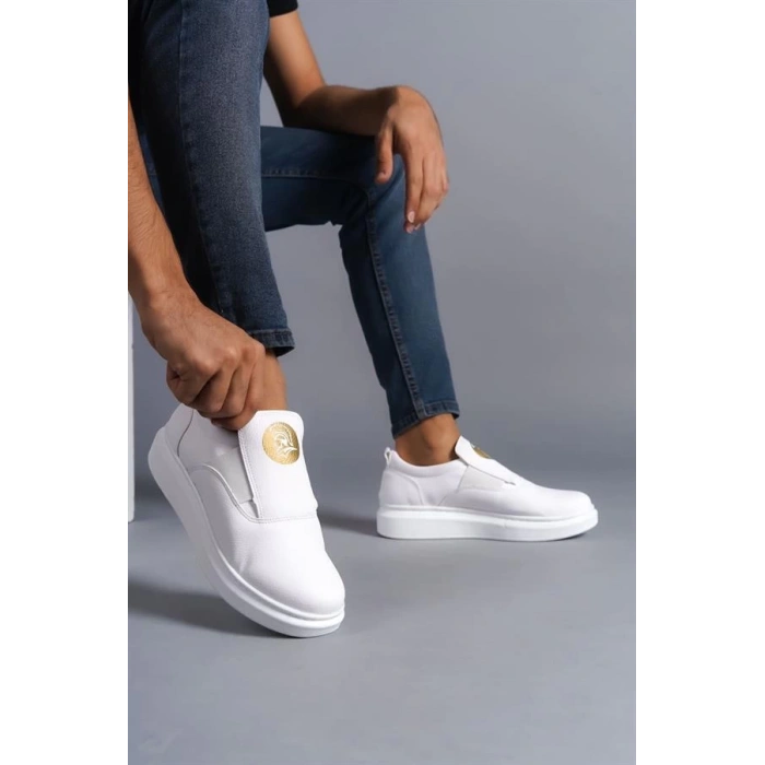 SLW161 Hippo Bağcıksız Cilt Erkek Günlük Sneaker Ayakkabı BT - Beyaz
