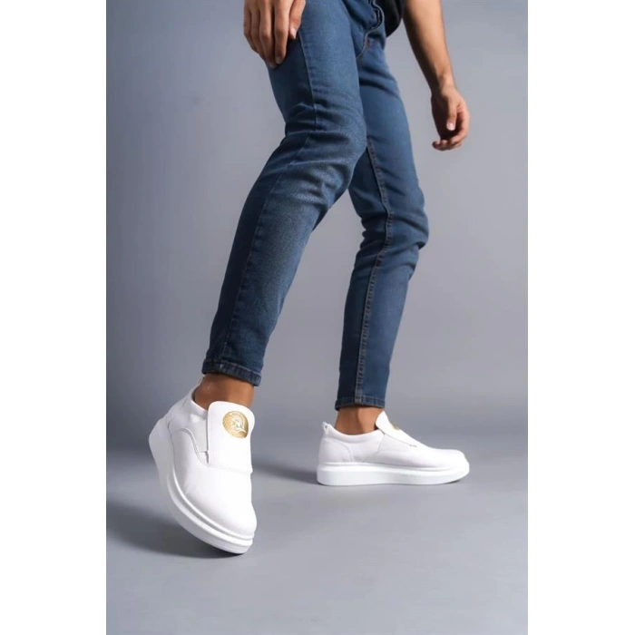 SLW161 Hippo Bağcıksız Cilt Erkek Günlük Sneaker Ayakkabı BT - Beyaz