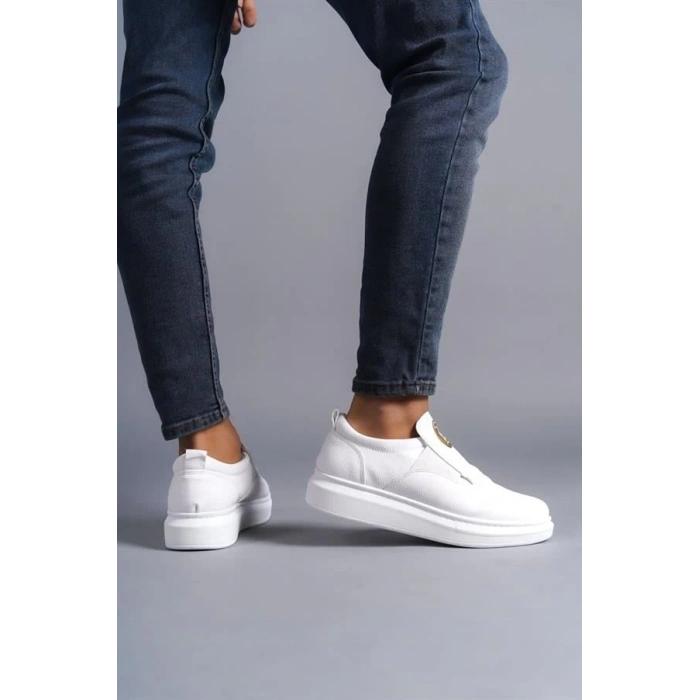 SLW161 Hippo Bağcıksız Cilt Erkek Günlük Sneaker Ayakkabı BT - Beyaz