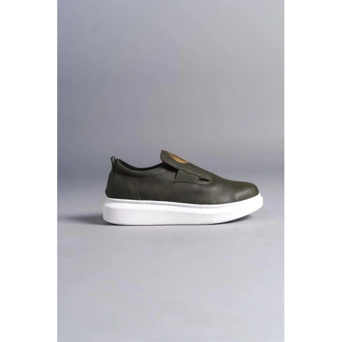 SLW161 Hippo Bağcıksız Cilt Erkek Günlük Sneaker Ayakkabı BT - Haki