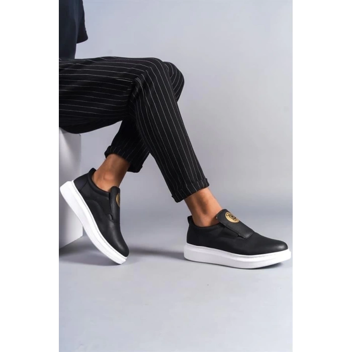 SLW161 Hippo Bağcıksız Cilt Erkek Günlük Sneaker Ayakkabı BT - Siyah