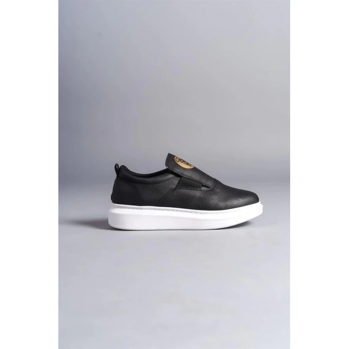 SLW161 Hippo Bağcıksız Cilt Erkek Günlük Sneaker Ayakkabı BT - Siyah