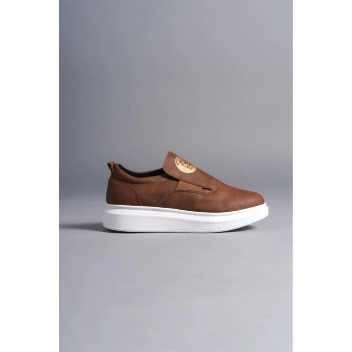 SLW161 Hippo Bağcıksız Cilt Erkek Günlük Sneaker Ayakkabı BT - Taba