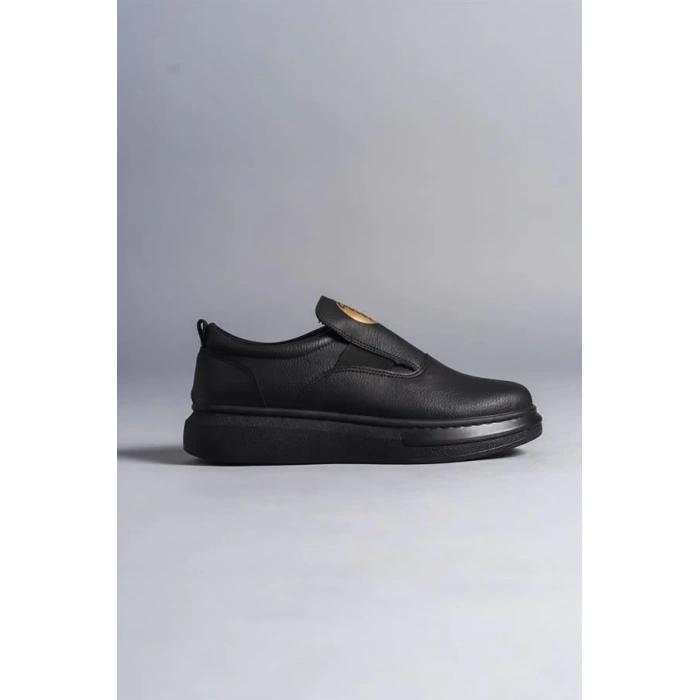 SLW161 Hippo Bağcıksız Cilt Erkek Günlük Sneaker Ayakkabı ST - Siyah