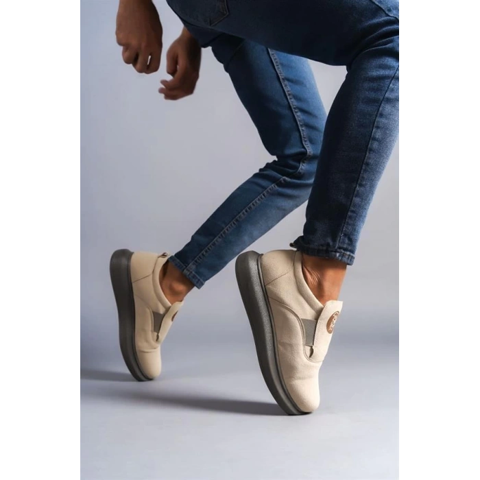 SLW161 Hippo Bağcıksız Süet Erkek Günlük Sneaker Ayakkabı GT - Bej