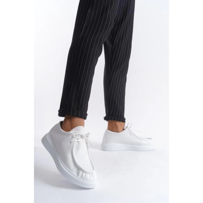 SLW170 Tornado Bağcıklı Cilt Erkek Günlük Spor Klasik Ayakkabı BT - Beyaz