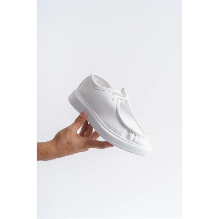 SLW170 Tornado Bağcıklı Cilt Erkek Günlük Spor Klasik Ayakkabı BT - Beyaz
