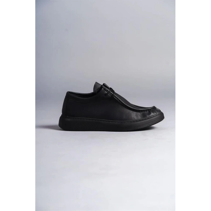 SLW170 Tornado Bağcıklı Cilt Erkek Günlük Spor Klasik Ayakkabı ST - Siyah