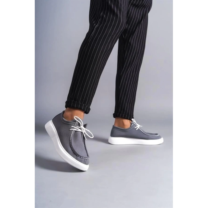 SLW170 Tornado Bağcıklı Süet Erkek Günlük Spor Klasik Ayakkabı BT - Gri