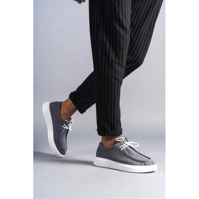 SLW170 Tornado Bağcıklı Süet Erkek Günlük Spor Klasik Ayakkabı BT - Gri