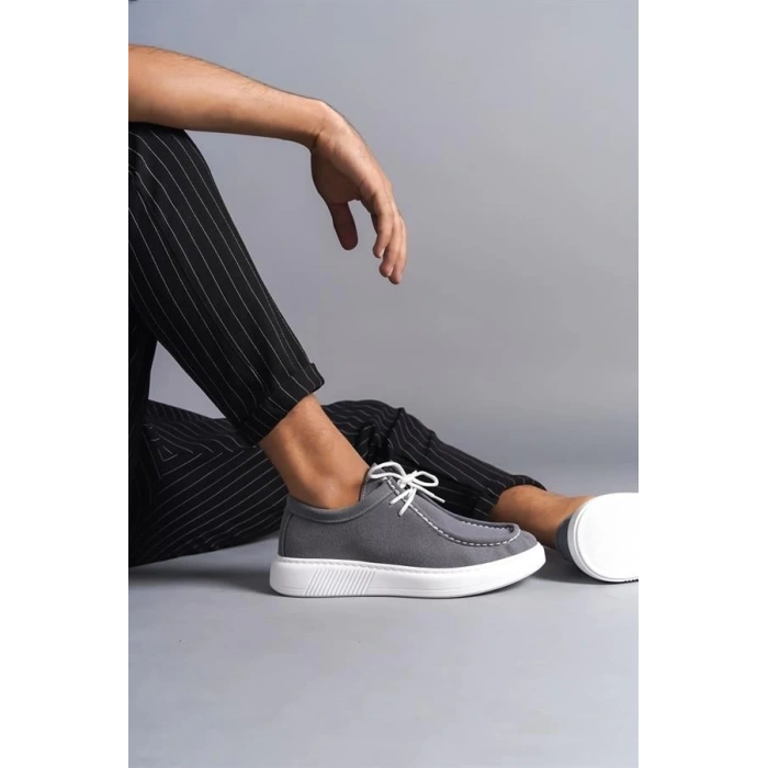 SLW170 Tornado Bağcıklı Süet Erkek Günlük Spor Klasik Ayakkabı BT - Gri