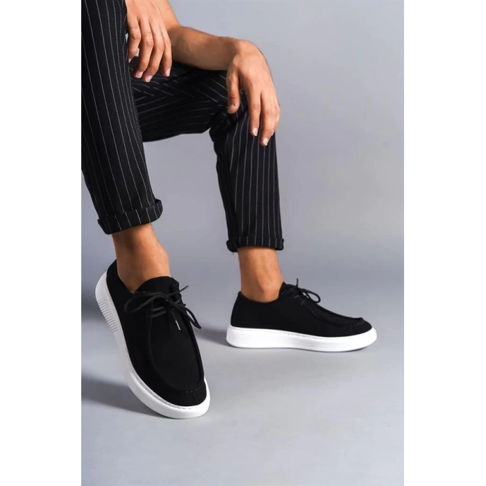 SLW170 Tornado Bağcıklı Süet Erkek Günlük Spor Klasik Ayakkabı BT - Siyah